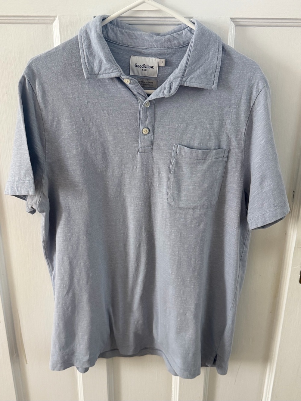 Goodfellow & Co Men’s Pale Blue Short Sleeve Polo with Chest Pocket